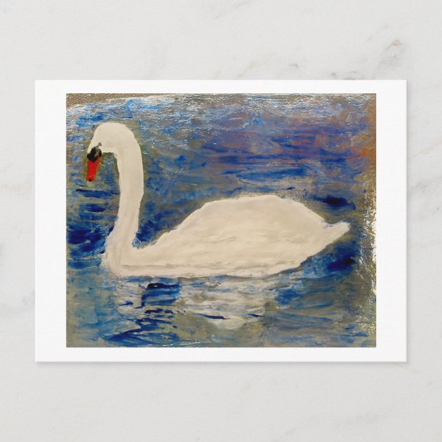 Bird Painting Swan Reflections Postcard (Front)