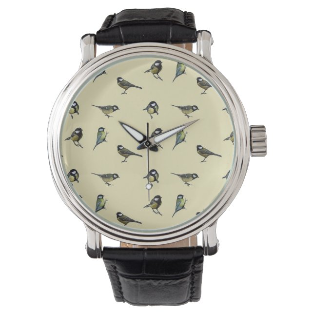 Bird Pattern Beige Pattern Watch (Front)