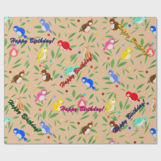 Bird Pattern Birthday Wrapping Paper