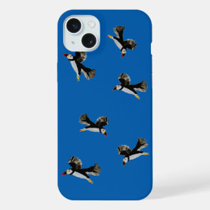Bird Pattern Flying Puffins Custom Colour iPhone 15 Plus Case