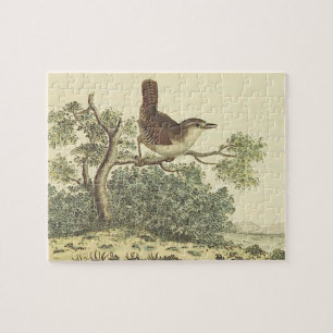 Bird Perched on a Tree Branch (Vintage Look) Jigsaw Puzzle