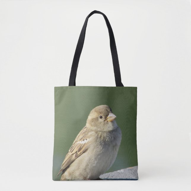 Bird Photo Small Brown House Sparrow Tote Bag (Front)