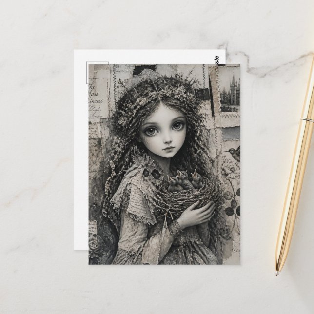 Bird Princess Fairy Postcard (Front/Back In Situ)