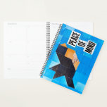 Bird Quilt Pattern Blue Sky Calming Peace of Mind Planner<br><div class="desc">Create space for clarity, one page at a time. This hardcover planner notebook features a serene blue sky design with a bold bird quilt motif—deep blue with a warm orange center—offering a striking yet peaceful visual balance. The simplicity of the composition invites focus, while the phrase “peace of mind” serves...</div>