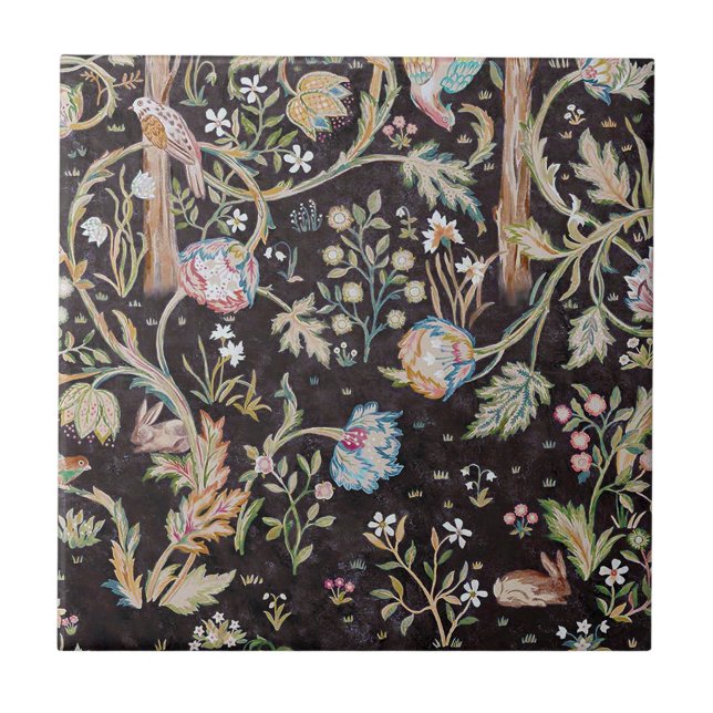 Bird & Rabbit in The Flower Garden, William Morris Tile (Front)