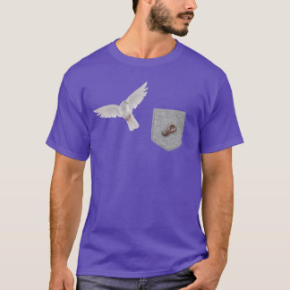 Bird Reaching For Worm In Fake Pocket Funny Bird g T-Shirt