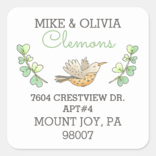 Bird Return Address Square Sticker