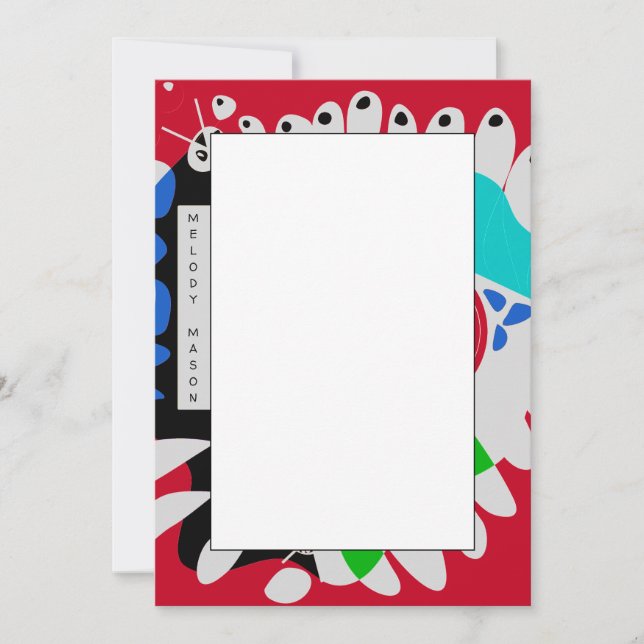 Bird’s Nest - Crimson Red Grey Custom Name Card (Front)