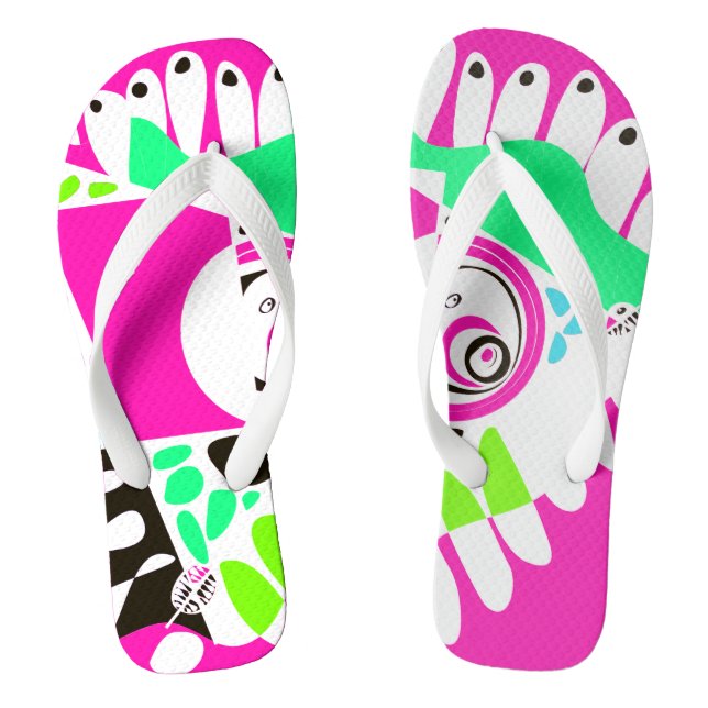 Bird’s Nest - Fuchsia White Jandals (Footbed)