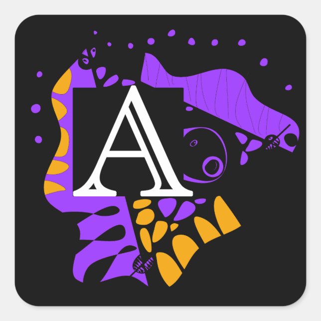 Bird’s Nest - Personalised Initial Letter A Square Sticker (Front)