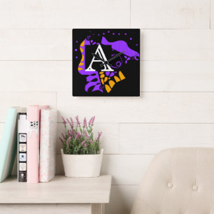 Bird’s Nest - Personalised Initial Letter A Square Wall Clock