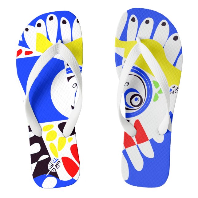 Bird’s Nest - Royal Blue White Jandals (Footbed)