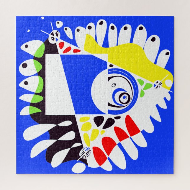 Bird’s Nest - Royal Blue White Jigsaw Puzzle (Vertical)