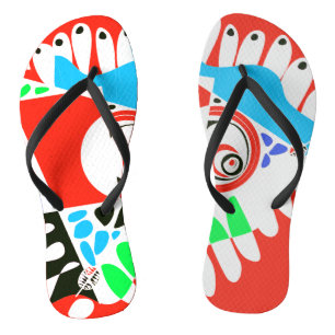 Bird’s Nest - Scarlet Red White Jandals