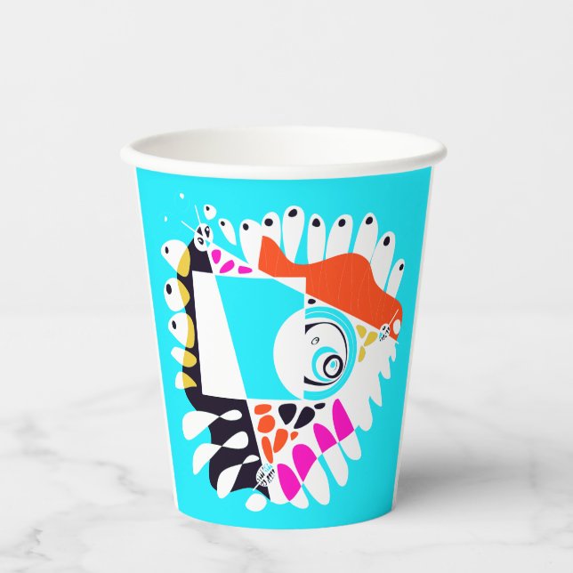 Bird’s Nest - Turquoise White  Paper Cups (Front)