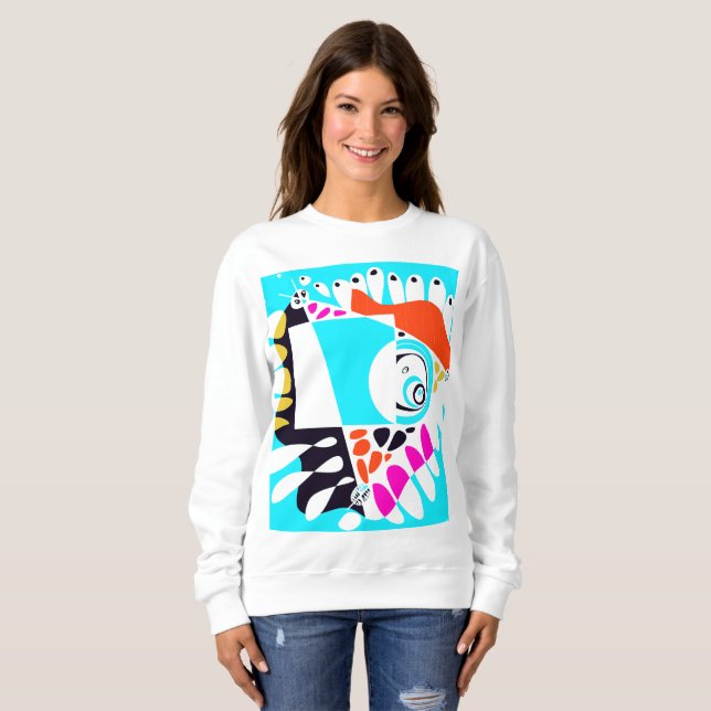Bird’s Nest - Turquoise White  Sweatshirt (Front Full)