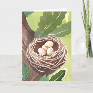 Bird’s Nest Watercolor Eggs Nature Card