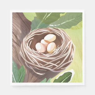 Bird’s Nest Watercolor Eggs Nature Napkin