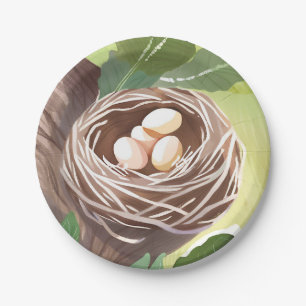 Bird’s Nest Watercolor Eggs Nature Paper Plate