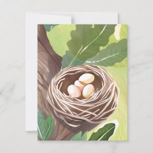 Bird’s Nest Watercolor Eggs Nature Thank You Card