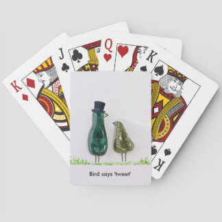 Bird says tweet fun Wedding bride and groom Playing Cards