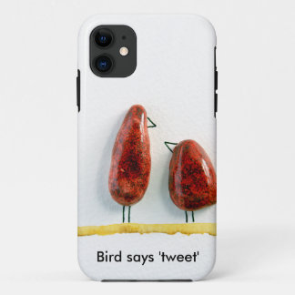 Bird says 'tweet' love birds sparkly red ceramic Case-Mate iPhone case