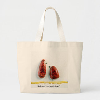 Bird says 'tweet' love birds sparkly red ceramic large tote bag