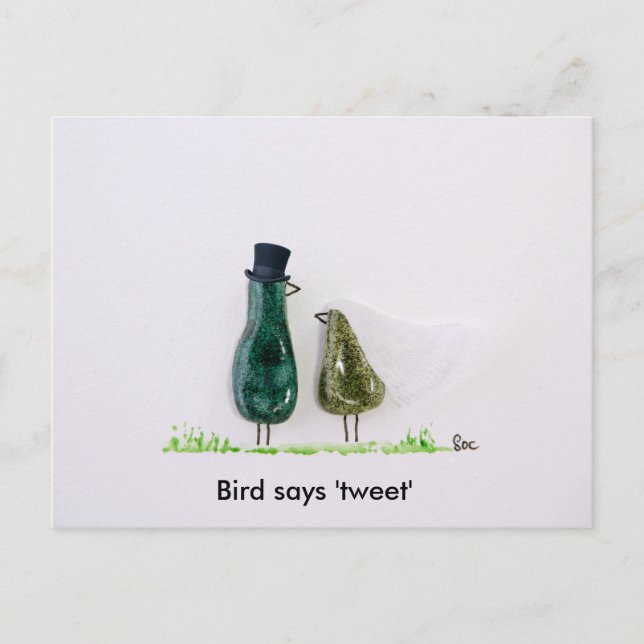 Bird says 'tweet' postcard (Front)