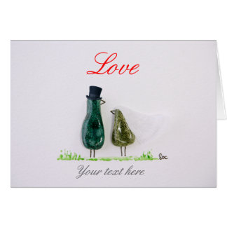 Bird says 'tweet' wedding green ceramic couple