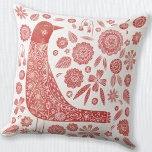Bird Scandinavian Red White Cushion<br><div class="desc">Scandinavian folk art style red and white bird and flower design.  Original art by Nic Squirrell.</div>