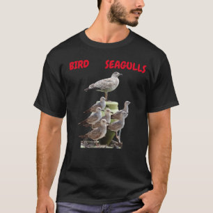 BIRD SEAGULLS ON TOP DARK T-SHIRT
