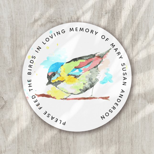 Bird Seed In Loving Memory Memorial Funeral Classic Round Sticker (Creator Uploaded)