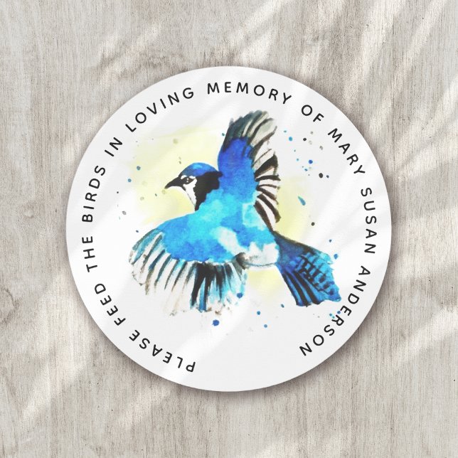 Bird Seed Packet Memorial Funeral Classic Round Sticker (Creator Uploaded)