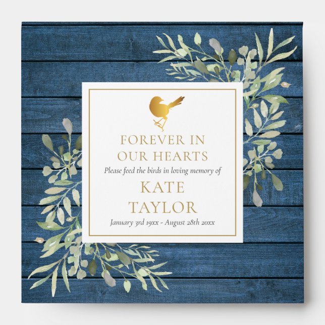 Bird Seed Packet Rustic Greenery Funeral Memorial Envelope (Front)
