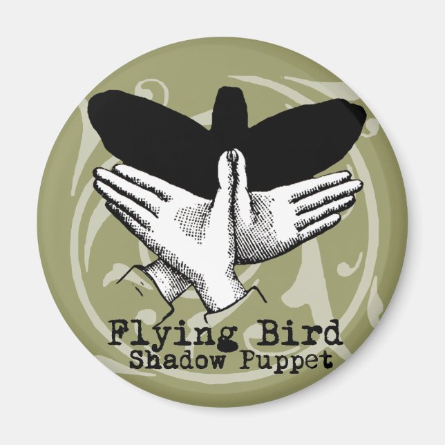 Bird Shadow Puppet Hand Vintage Magnet (Front)