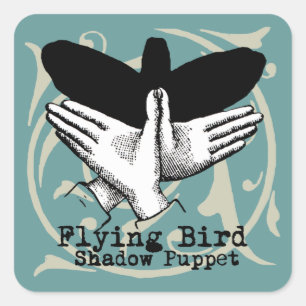Bird Shadow Puppet Hand Vintage Square Sticker