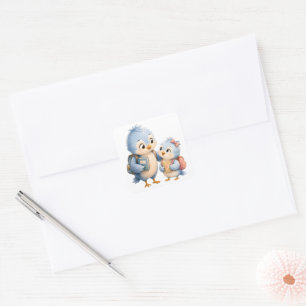 Bird Siblings Cute Square Sticker