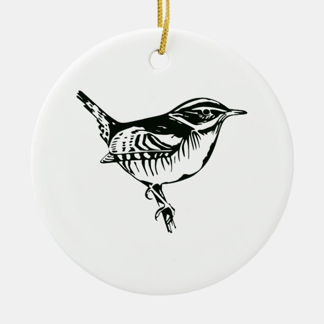 Bird Silhouette Ceramic Tree Decoration (Front)