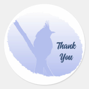 Bird Silhouette Light Blue Thank You Classic Round Sticker