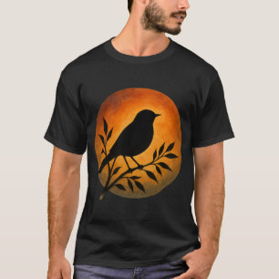Bird Silhouette Over Full Moon T-Shirt