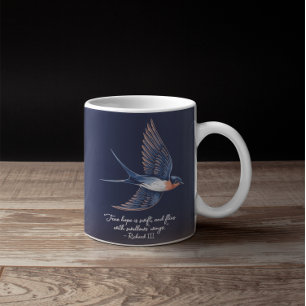 Bird Simple Elegant Quote Blue  Coffee Mug