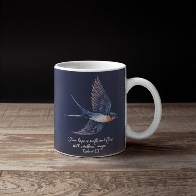 Bird Simple Elegant Quote Blue  Coffee Mug (Creator Uploaded)