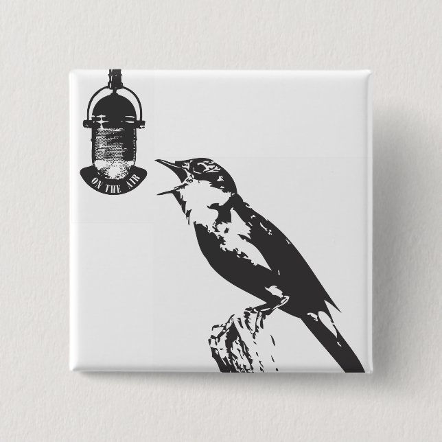 BIRD SINGING 15 CM SQUARE BADGE (Front)