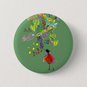 Bird Singing 6 Cm Round Badge
