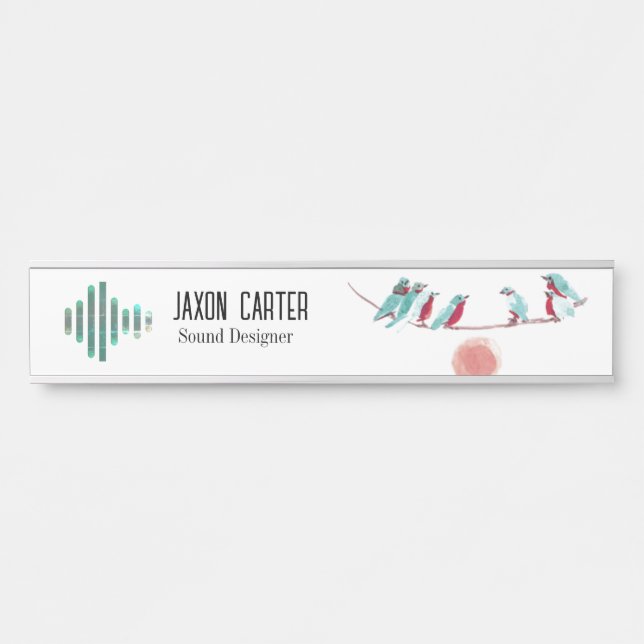 Bird singing Desk Nameplate (Front)