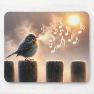 Bird Singing In Morning Sunshine Mouse Pad