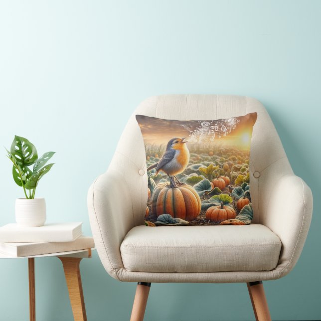 Bird Singing On a Pumpkin Cushion (Chair)