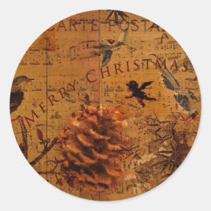 Bird Song Christmas Classic Round Sticker
