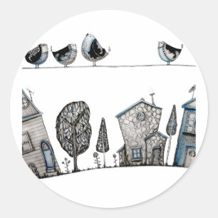 Bird song classic round sticker