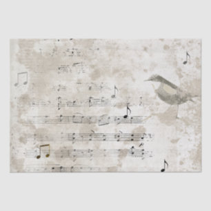Bird Song Music Notes Grunge Decoupage  Tissue Paper